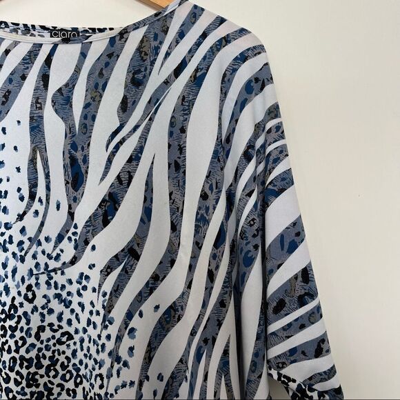 Clara Sun Woo Lagenlook Top Slinky Travel Artsy Relaxed Fit Animal Print Size XS - Picture 2 of 7